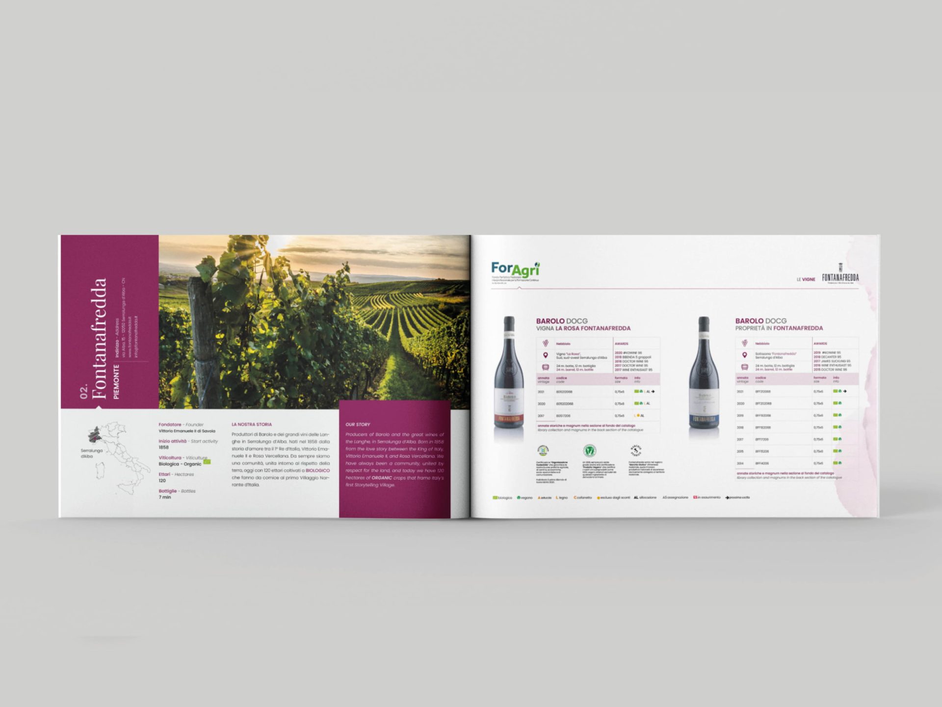 Mockup di una pagina interna FORAGRI con testi strutturati e layout ordinato